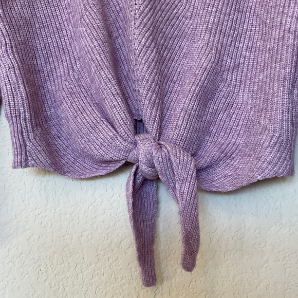 Anthropologie MOTH NWOT Freeport Tie Front Sweater Lavender Purple V Neck XS - Picture 7 of 16